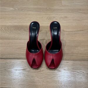 Women's Chic Red Open-Toe Mules